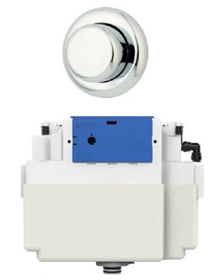 THOMAS DUDLEY VANTAGE SINGLE FLUSH CONCEALED PNEUMATIC CISTERN with POLYSTYRENE INSULATION JACKET & 51mm ROYAL PALM BUTTON, 325635